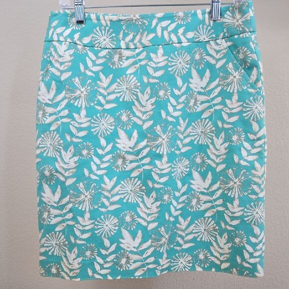 Rafaella Teal Floral Print Skirt Size 8 - Picture 1 of 7
